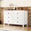 Retro Farmhouse Style Wooden Dresser with 6 Drawer, Storage Cabinet for Bedroom, White+Brown WF317946AAK