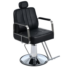 Premium Reclining barber Chair Salon Chair for Hair Stylist with Heavy Duty Hydraulic Pump, 360&#176; Rotation, Tattoo Chair Shampoo Beauty Salon Equipment, Max Load Weight 400 lbs, Black WF318102BAA