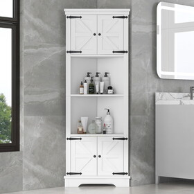 Tall Bathroom Storage Cabinet, Corner Cabinet with Doors and Adjustable Shelf, MDF Board, White WF318523AAK