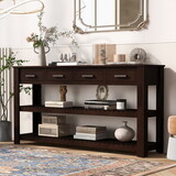 U_Style Stylish Entryway Console Table with 4 Drawers and 2 Shelves, Suitable for Entryways, Living Rooms. WF319384AAB