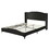 Queen Size PU Leather Upholstered Platform Bed, Headboard with Wingback and Metal Bar Accents, No Box Spring Required, Black WF320342AAB