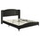 Queen Size PU Leather Upholstered Platform Bed, Headboard with Wingback and Metal Bar Accents, No Box Spring Required, Black WF320342AAB