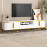 ON-TREND Luxury Minimalism TV Stand with Open Storage Shelf for TVs Up to 85