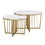 Modern Round Nesting Coffee Table Set 2-Piece White & Marbling Top Gold Base WF320654AAK