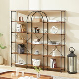 6 Tier Bookcase Home Office Open Bookshelf, Vintage Industrial Style Shelf with Metal Frame, MDF Board, Brown WF321311AAT