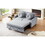 54.7" Multiple Adjustable Positions Sofa Bed Stylish Sofa Bed with a Button Tufted Backrest, Two USB Ports and Four Floral Lumbar Pillows for Living Room, Bedroom,or Small Space, Light Grey