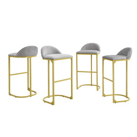 4 Pieces Bar Stools, 30" Counter Height Bar Stools Modern Luxury Bar Stools with Footrest, Upholstered Velvet Counter Stool Chairs for Kitchen Island WF321654AAG