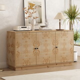U-STYLE Wood Pattern Storage Cabinet with 3 Doors, Suitable for Hallway, Entryway and Living Rooms. WF321697AAD