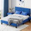 WF322805AAC Blue+Solid Wood+MDF+Queen+Bedroom+Bed Frame