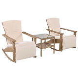 U_Style Adjustable Outdoor Wicker Double Rocking Chair with Coffee Table, Suitable for Backyard, Garden, Poolside. WF322817AAA