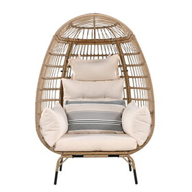 U_Style Wicker Egg-shaped Chair with Removable Cushion, Suitable for Courtyard, Garden, Balcony. WF322820AAA