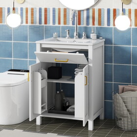 24"Bathroom Vanity Combo with Ceramic sink, Luxurious Space-Saving Vanity - W24"*D18"*H34"inch, 2 Soft-Close Doors WF323088AAK