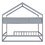 Wooden Full Size House Bed with Storage Shelf,Kids Bed with Fence and Roof, Gray WF323149AAE