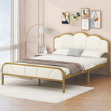 Full Size Metal Platform Bed with upholstered headboard and footboard WF323166AAK