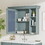35" x 28" Blue Wall Mounted Bathroom Storage Cabinet with Mirror Door, Modern Bathroom Wall Cabinet with Mirror, Medicine Cabinet with 6 Open Shelves WF323692AAF