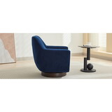 U-shaped Fully assembled Swivel Chair Velvet Accent Chair Armchair Round Barrel Chair for Living Room Bedroom, Navy Blue