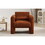 Modern Accent Chair Lambskin Sherpa Fabric Upholstered Comfy Reading Arm Chair Soft Padded Armchair with Back and Pillow for Living Room Bedroom Reception Waiting Room Office,Burnt Orange WF325072AAO