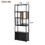 82.7" Industrial Tall Black Bar Wine Rack Cabinet with Glass Holder Wood Home Bar Cabinet