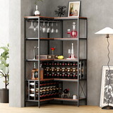 Corner Wine Rack Bar Cabinet Industrial Freestanding Floor Bar Cabinets for Liquor and Glasses Storage for Home Kitchen WF325112AAB