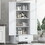 Tall Bathroom Storage Cabinet, Cabinet with Two Doors and One Drawer, Adjustable Shelf, MDF Board, White WF326355AAK
