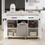 K&K Kitchen Island with Trash Can Storage Cabinet, Kitchen Cart with Drop Leaf, Spice Rack, Towel Rack and Drawer, Rolling Kitchen Island on Wheels with Adjustable Shelf, White WF326381AAW