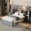 Twin Size Platform Bed with Storage Headboard and Lockers, Gray WF530017AAE