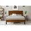 Mid-Century Modern Solid Wood Bed Frame Full Size Platform Bed with Three-Piece Headboard Design, No Box Spring Needed, Brown WF531006AAD
