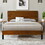 Mid-Century Modern Solid Wood Bed Frame Full Size Platform Bed with Three-Piece Headboard Design, No Box Spring Needed, Brown WF531006AAD