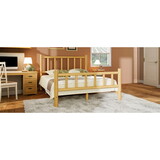 Farmhouse Log Bed Frame Queen Rustic Style Pure Solid Pine Cylinder Construction Bed Fits Mattresses and Box Springs, Natural Finish P-BS531022AAA