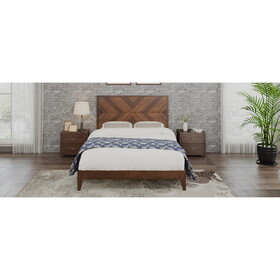 Mid-Century Modern Platform Bed Wood Slat Support with No Box Spring Needed,Full, Walnut P-BS531567AAA