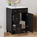 24-inch Bathroom Vanity Cabinet with Ceramic Sink, 2 Drawers, 1 Door P-WF532034AAB