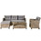 U_STYLE Outdoor, Patio Furniture Sets, 4 Piece Conversation Set Wicker Ratten Sectional Sofa with Seat Cushions(Beige Brown) WY000112EAA