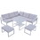 U_Style Industrial Style Outdoor Sofa Combination Set with 2 Love Sofa,1 Single Sofa,1 Table,2 Bench WY000311AAA