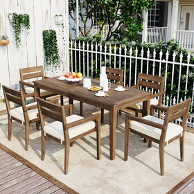 U_Style Acacia Wood Outdoor Dining Table and Chairs Suitable for Patio, Balcony or Backyard