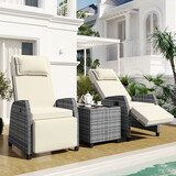 U_Style Outdoor Rattan Two-person Combination with Coffee Table, Adjustable, Suitable for Courtyard, Swimming Pool, Balcony