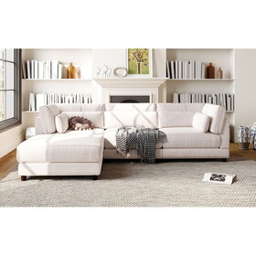 U_STYLE 2 Pieces L shaped Sofa with Removable Ottomans and comfortable waist pillows WY000328AAA