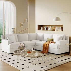 U_Style Sectional Modular Sofa with 2 Tossing cushions and Solid Frame for Living Room