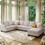 Ustyle Large Upholstered U-Shape Sectional Sofa, Extra Wide Chaise Lounge Couch, Beige WY000364AAA