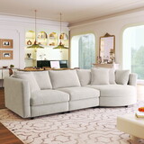 U_STYLE Three Indoor Cushioned Combination Sofas with Three Pillows and Curved Seat, for Living Room, Study Room, and Apartment WY000366AAA