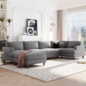 U_Style Modular Sectional Sofa with Ottoman L Shaped Corner Sectional for Living Room, Office, Spacious Space WY000373AAA