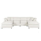 U_STYLE Modern Large U-Shape Sectional Sofa, 2 Large Chaise with Removable Ottomans for Living Room P-WY000385AAA