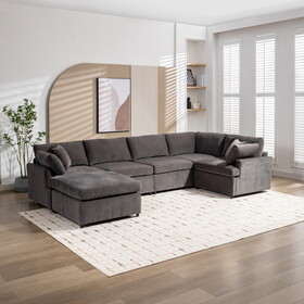 U_STYLE Modern Large U-Shape Sectional Sofa, with Removable Ottomans for Living Room (6-Seater)