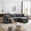 U_STYLE Down Filled Upholstery Convertible Sectional Sofa, L Shaped Couch with Reversible Chaise