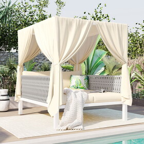 U_Style Outdoor Patio Sunbed with Curtains, High Comfort, Suitable for Multiple Scenarios WY000395AAA
