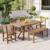 U_Style High-quality Acacia Wood Outdoor Table and Chair Set, Suitable for Patio, Balcony, Backyard WY000396AAA