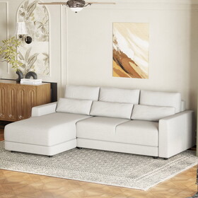 U_STYLE L-shaped Modular Sectional Sofa with Removable Back Cushions and 3 Pillows, Suitable for Living rooms, Offices, and Apartments