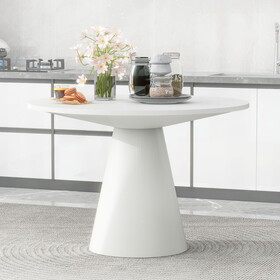 TREXM Retro Round Dining Table Minimalist Elegant Table for Living Room, Dining Room (White)
