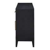 TREXM 6-drawer and 2-Cabinet Retro Sideboard with Extra Large Storage Space, with Gold Handles and Solid Wood Legs, for Kitchen and Living Room (Black) P-XW000014AAB