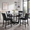 42" Glass Top Counter Height Table with Solid Wood BaseHome Office Kitchen Dining Room Black ZBZ-1331