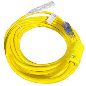Gofer 50Ft., 12/3 Sjtw, 300 Volt Extension Cord, Yellow, Female Twist-Lock Included